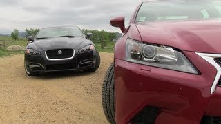 2013 Lexus GS350 vs Jaguar XF Mashup Review And the best sport luxury sedan is [upl. by Aihsinyt550]