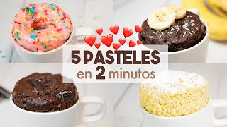 5 PASTELES en TAZA en MICROONDAS 🍰  en 2 minutos [upl. by Lemmie]