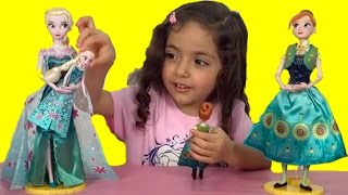 2 Frozen Surprise Eggs Opening  Elsa And Anna Dolls Dress Up In Frozen Fever Costumes  HD Video [upl. by Mathilda907]