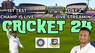 🔴LIVE  INDIA vs BAN TEST MATCH DAY 2  CRICKET 24 shorts indvsban [upl. by Alimaj337]