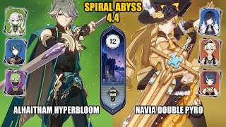 F2P Alhaitham Hyperbloom amp Navia Double Pyro  Spiral Abyss 44  Floor 12  Genshin Impact [upl. by Sualohcin]