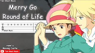 Howls Moving Castle  Merry Go Round of Life Guitar Tutorial  TAB [upl. by Odnesor]