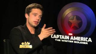 Sebastian Stan interview Captain America The Winter Soldier [upl. by Salohcim]