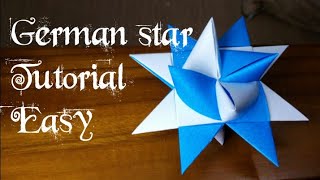 How to make german star tutorial  easy origami paper star traditional freobel star making [upl. by Oileve]