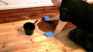 How to Stain a Wooden Floor pro method for DIY [upl. by Jami498]