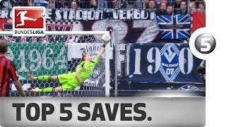 Top 5 Saves  Neuer Ter Stegen Leno and More with Brilliant Stops [upl. by Eylsel]