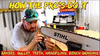 How the Pros sharpen a chainsaw [upl. by Dulcy]