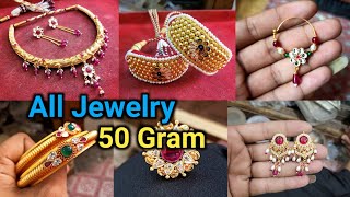 50 ग्राम में सभी ज्वैलरी  Punchi design Necklace Aavla Earrings Gold Ring Jodha Bala [upl. by Ricca]