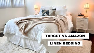 NEW BEDDING Target vs Amazon LINEN BEDDING [upl. by Atinat579]