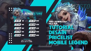 TUTORIAL  CARA MEMBUAT DESAIN PRICELIST DM MOBILE LEGEND DIANDROID [upl. by Nairolf]