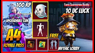 A4 ROYAL PASS 100 RP REWARD AND UPGRADABLE GUN SKIN  HOLA BUDDY SPIN 10 UC LUCK   BGMI [upl. by Chemush]