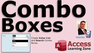 Microsoft Access Combo Boxes  Value List and Search Combo Boxes  Find Records [upl. by Esinwahs]