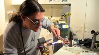 DAB LAB TV  Glassblowing 1 Blu Sun Glass Demo  Handworked Joints [upl. by Derian564]