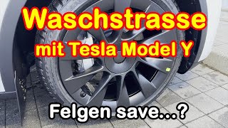 Tesla Waschanlagenmodus ausprobiert mit Induction Felgen [upl. by Portingale]