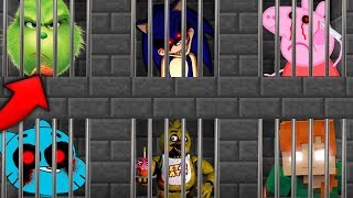 ENCIERRAN EN LA CARCEL A LOS CREEPYPASTAS 👮🚓 EL GRINCH SONICEXE LA CERDAEXE EN MINECRAFT [upl. by Rekoob]