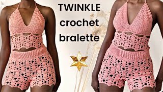 Twinkle crochet bralette top tutorial [upl. by Nolyad]