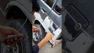 how to filling Steel putty👍 automobile mechancial repair modified [upl. by Haridan534]