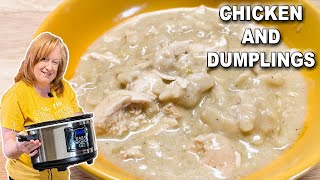 Easy Crockpot CHICKEN amp DUMPLINGS A Slow Cooker Chicken Dinner [upl. by Hebel]