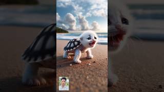 when a turtle kitten is attacked on the beach cat cute story ai [upl. by Leahcimal]