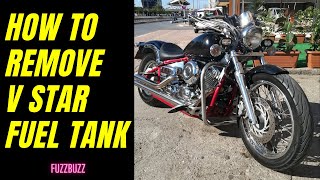 HOW TO REMOVE V STAR FUEL TANK  YAMAHA V STAR 650  HOW TO REMOVE MOTORCYCLE GAS TANK [upl. by Nivalc797]