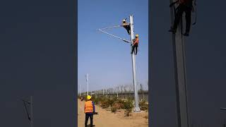 Installation process of support frame for contact grid of electrified railway [upl. by Faubion657]