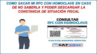 Como Sacar mi RFC con Homoclave 2024 y Sacar mi Constancia de Situación Fiscal [upl. by Nosyarg]