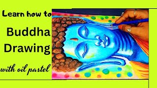 Buddha Drawing Step By StepOil Pastel Realistic Drawing For Beginnersdrawing buddha painting [upl. by Veradia]