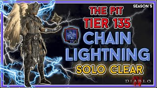 Pit Tier 135 Chain Lightning Sorc Solo Clear No Splintering  Diablo 4 Season 5 [upl. by Aerdnek864]