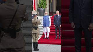 PM Modi attends ceremonial welcome with Polish PM Donald Tusk  shorts [upl. by Euqitsym]