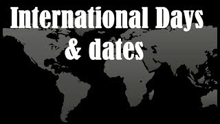 International Days International Days list National Days Important Days World Important Days [upl. by Suhsoj]