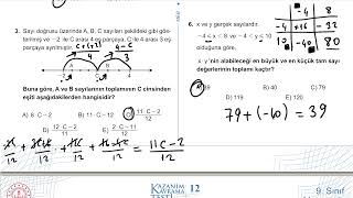 9 Sınıf Matematik Kazanım Kavrama Test 12 Birinci Dereceden Denklemler ve Eşitsizlikler Çözümler [upl. by Enyahc]