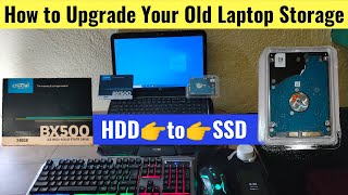 How to Upgrade Your Old Hp Laptop Storage HDD to SSD  Speedup Windows 10 by Crucial 240GB SSD [upl. by Eanar]