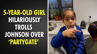 5yearold girl hilariously trolls UK PM Boris Johnson over ‘partygate’ [upl. by Areikahs]