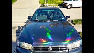 How to vinyl wrap hood Vvivid Black Holographic chrome [upl. by Yren442]