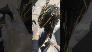 hair streaking  how to do streaks on treated hair  hair dye shorts hairstyle [upl. by Paske]