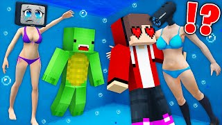 CAMERA WOMAN KISSED JJ UNDERWATER TV WOMAN and Mikey is SAD in Minecraft  Maizen [upl. by Cutler]