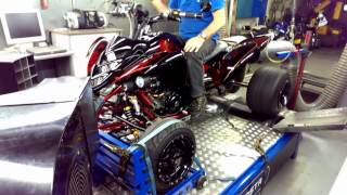 78HP stock stroke Yamaha Raptor 700 734 dyno run sept 2013  Hilltech 1 [upl. by Nuawtna]