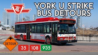 TTC Buses on Detour During York University Strike [upl. by Gerda]