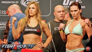 RONDA ROUSEY VS CAT ZINGANO  FULL VIDEO UFC 184 FULL WEIGH IN  FACE OFF [upl. by Budd]