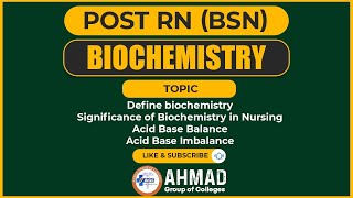 Post RN BSN Biochemistry Lecture 01 Define Biochemistry  Significance of biochemistry [upl. by Annal]