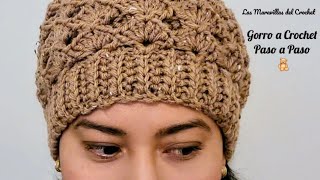 GORRO A CROCHET tejido paso a paso para mujer [upl. by Scherle]