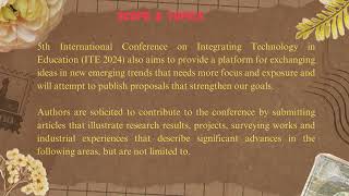 call for papers  ITE 2024 [upl. by Eirellav966]