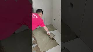 How To Bathroom Floor Tiles Fixing Work [upl. by Aramois]