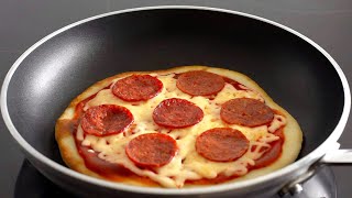 5 minute EASY PAN PIZZA  No Yeast No Oven Pepperoni Pizza Recipe [upl. by Ramal]