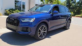 Audi Q7 55 TFSI Quattro 2023 in Navarra Blue Metallic with Saiga Beige Interior [upl. by Etnasa211]