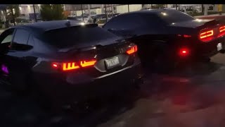 Camry TRD vs Dodge Challenger RT Roll Races [upl. by Dowski]