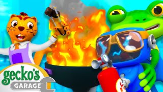 Geckos Garage Is BURNING DOWN  Max the Monster Truck  Truck and Bus Cartoon  Geckos Garage [upl. by Anhoj]