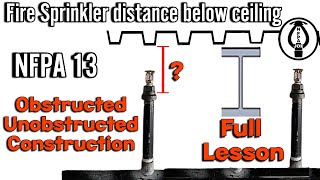 NFPA 13 obstructed unobstructed construction Fire sprinkler distance below ceiling [upl. by Nybbor]