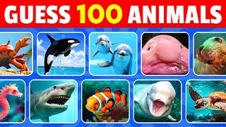 Guess 100 Sea Animals in 3 Seconds 🐬🦑  Easy Medium Hard Impossible [upl. by Aliakim]