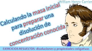 Calculando la masa inicial para preparar una disolución de concentración conocida 🧪 DISOLUCIONES [upl. by Sinegra]